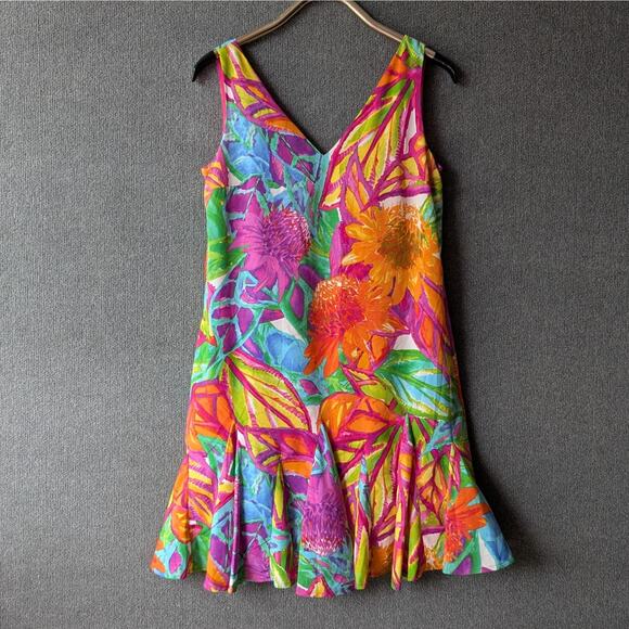 LRL Ralph Lauren Dress Womens 10 Colorful A Line Pockets Church Party Cruise - Picture 1 of 11